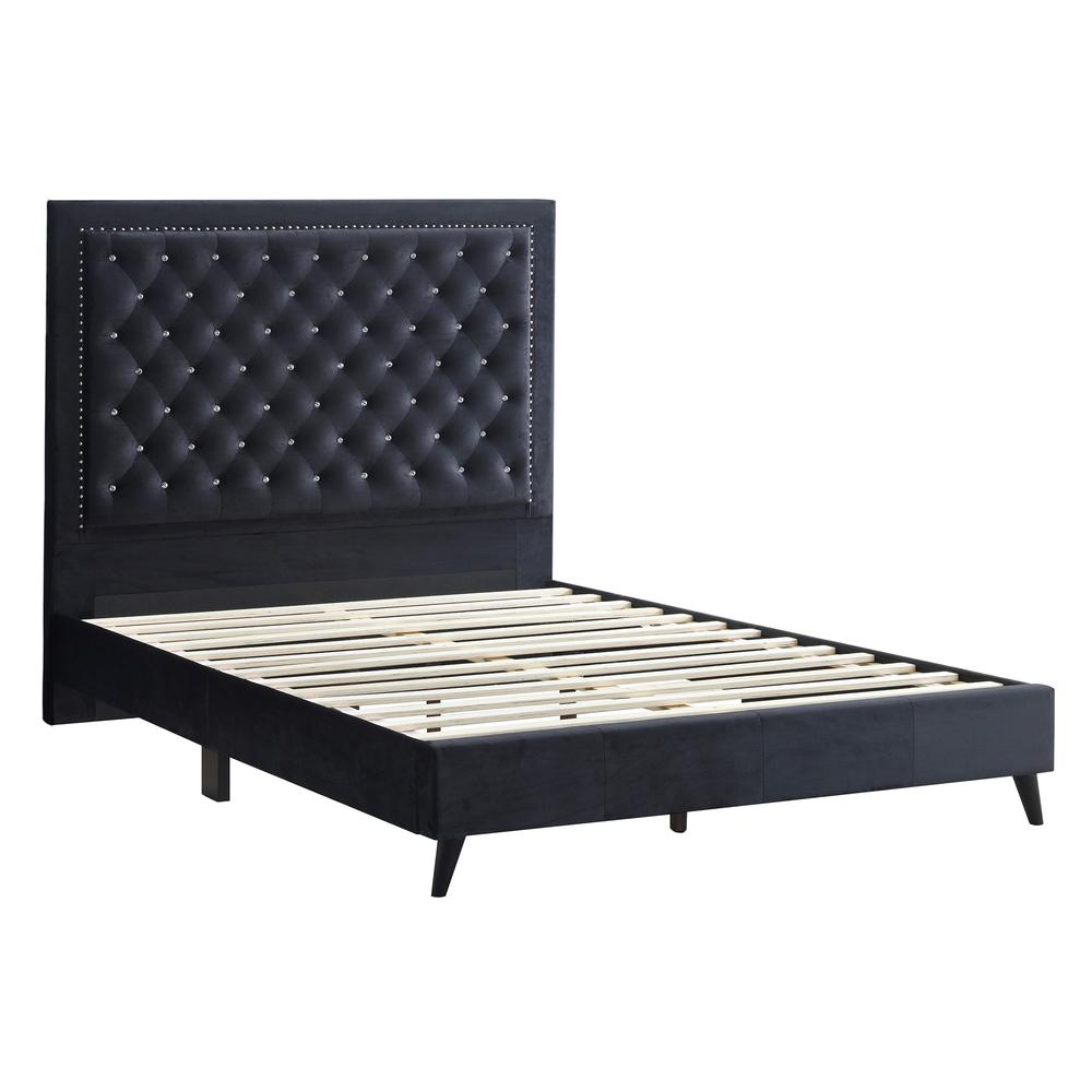 Alba Black Upholstered Full Panel Bed. Picture 3