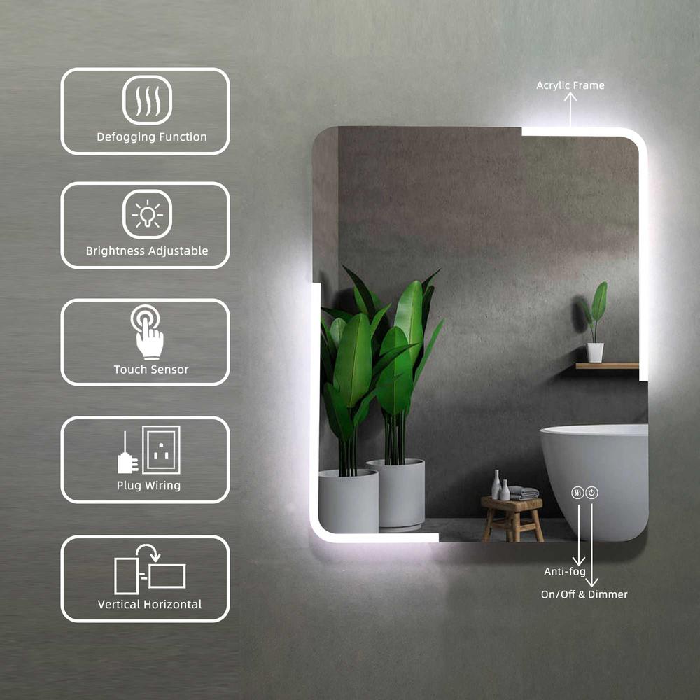 (30 in. W x 36 in. H. Rectangular Frameless Anti-Fog Wall Bathroom LED Vanity Mirror in Silver. Picture 3