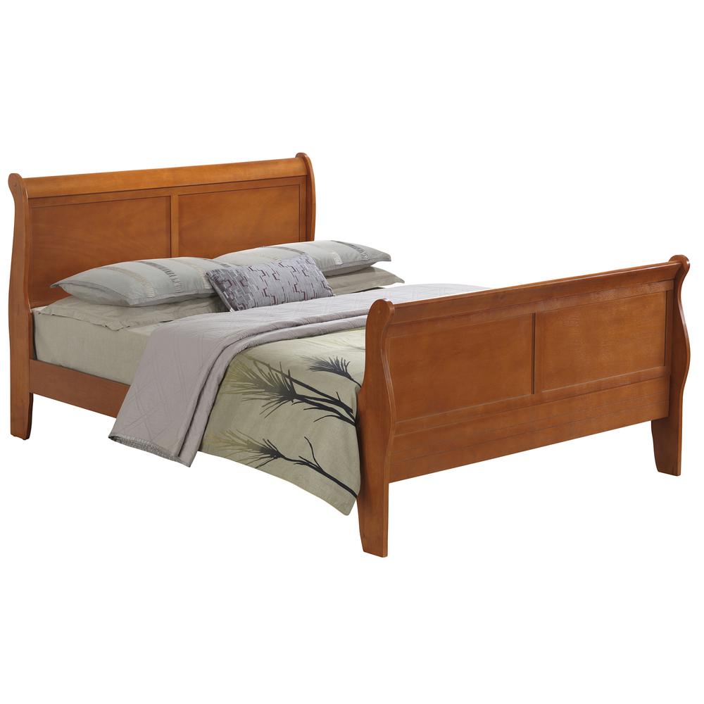 Louis Philippe Oak King Sleigh Wood Bed with High Footboard. Picture 2