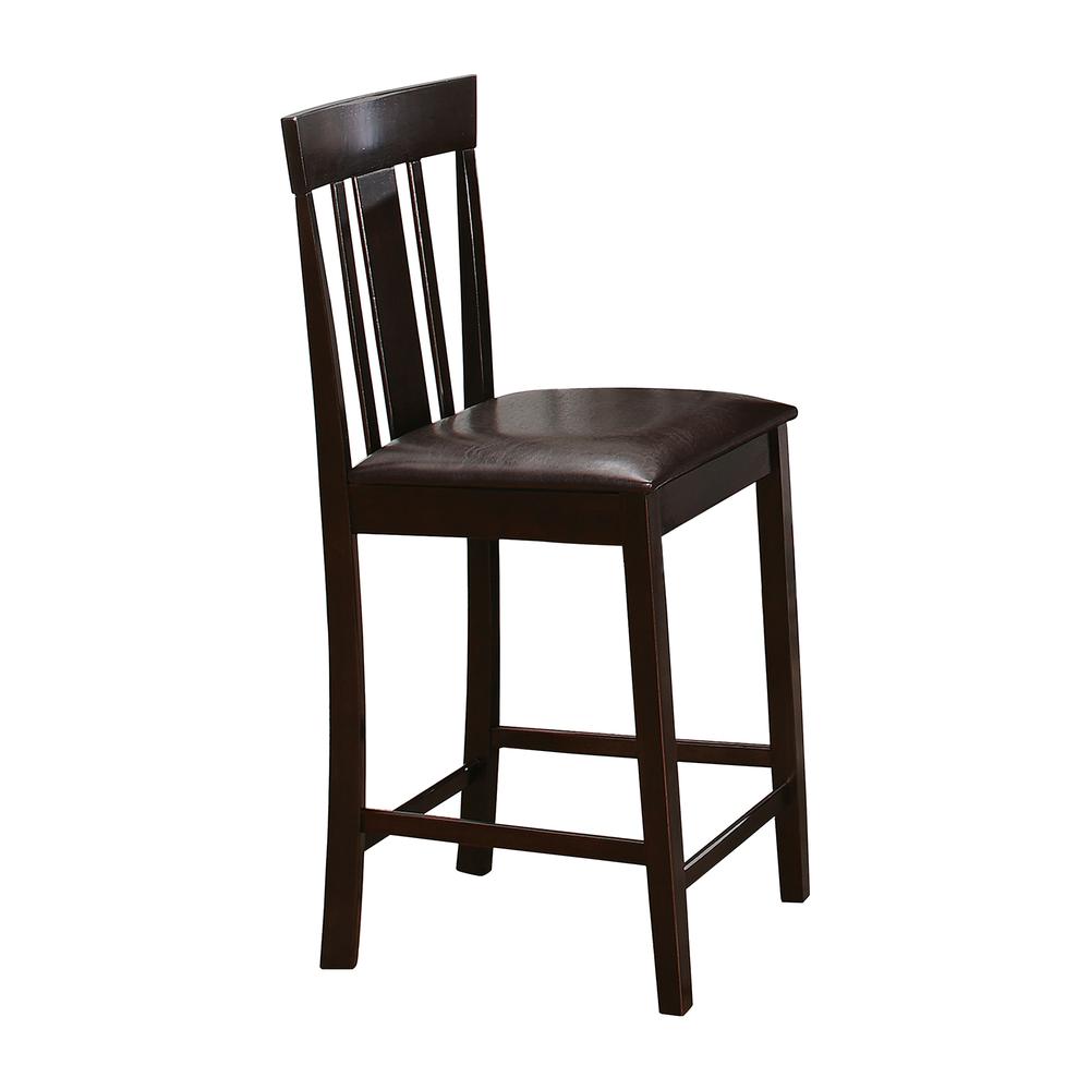 Rochelle 38.75 in. Espresso Full Back Wood Frame Bar Stool with Faux Leather Seat (Set of 2). Picture 4