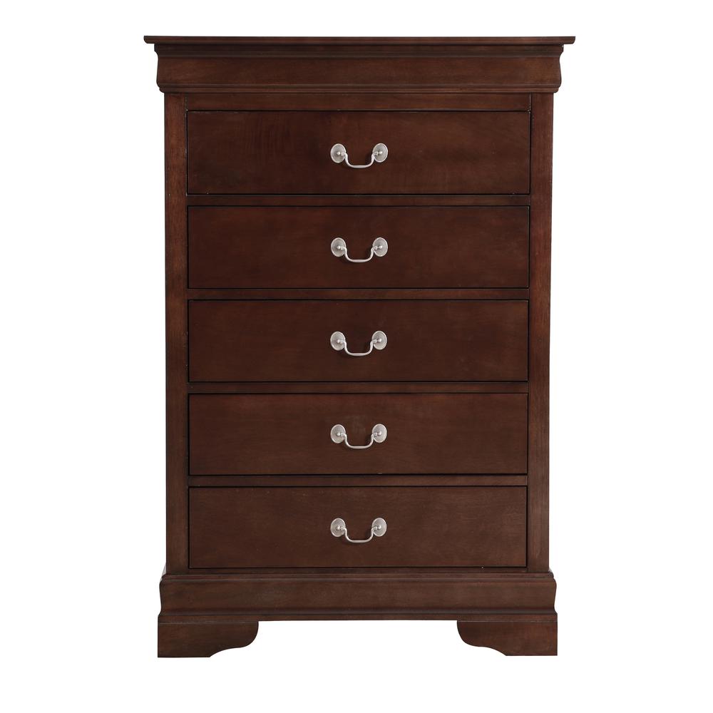 Louis Phillipe Cappuccino 5 Drawer Chest of Drawers (33 in L. X 18 in W. X 48 in H.). Picture 2