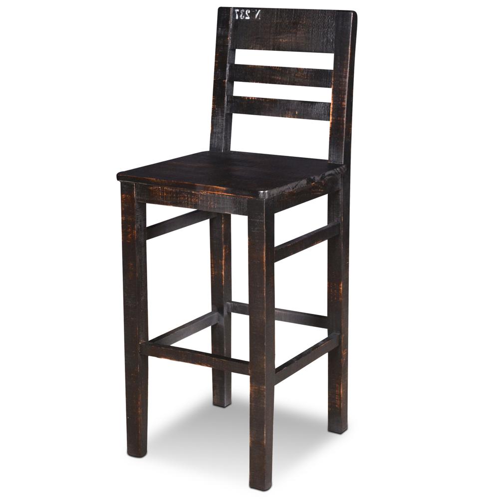 Graphic 48 in. Distressed Black and White High Back Wood Frame 30 in. Bar Stool (Set of 2). Picture 2