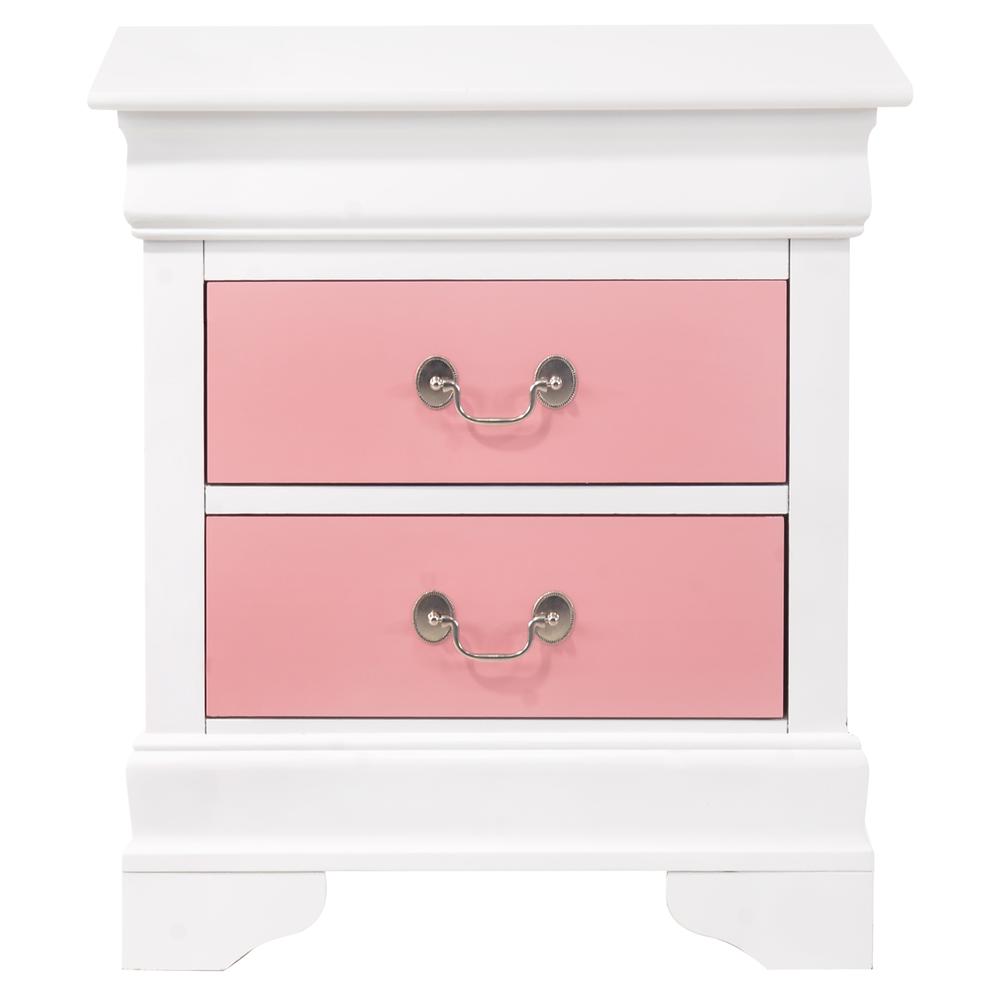 Louis Philippe 2-Drawer Pink and White Nightstand (24 in. H X 22 in. W X 16 in. D). Picture 1