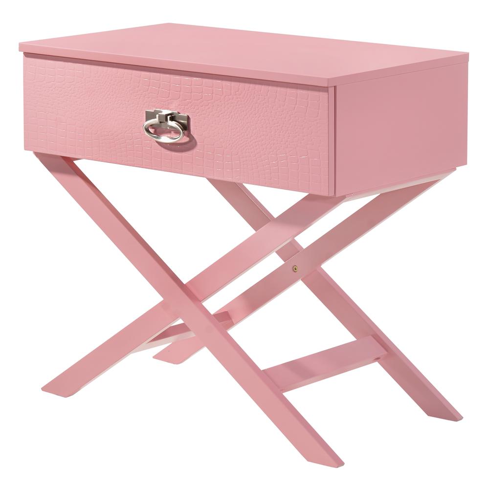 Xavier 1-Drawer Pink Nightstand (25 in. H x 16 in. W x 27 in. D). Picture 2