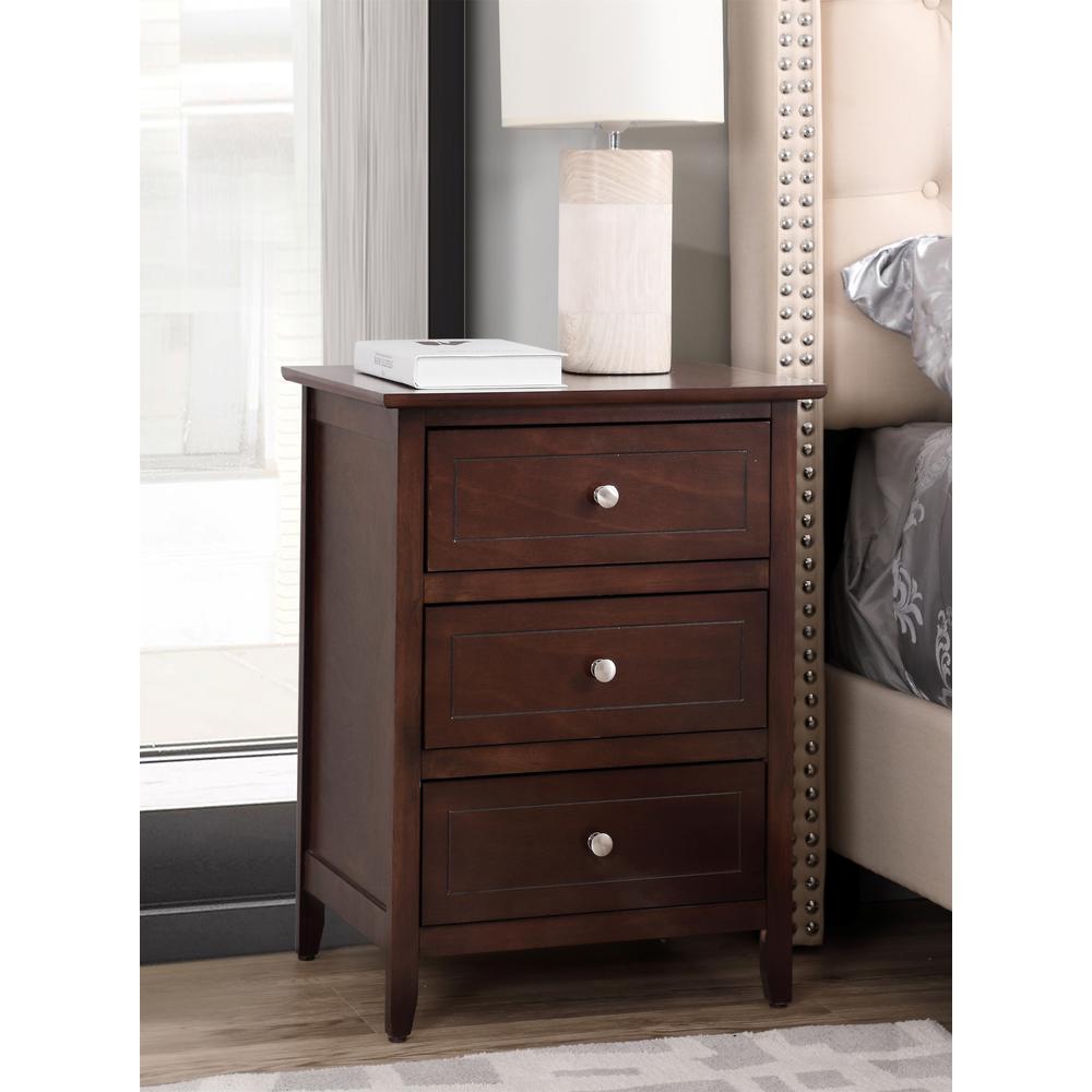 Daniel 3-Drawer Cappuccino Nightstand (25 in. H x 15 in. W x 19 in. D). Picture 7