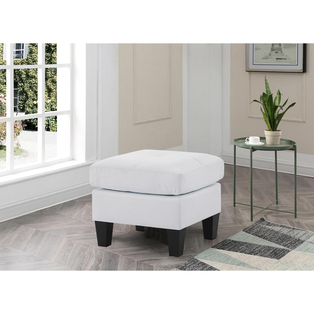 Newbury White Faux Leather Upholstered Ottoman. Picture 3