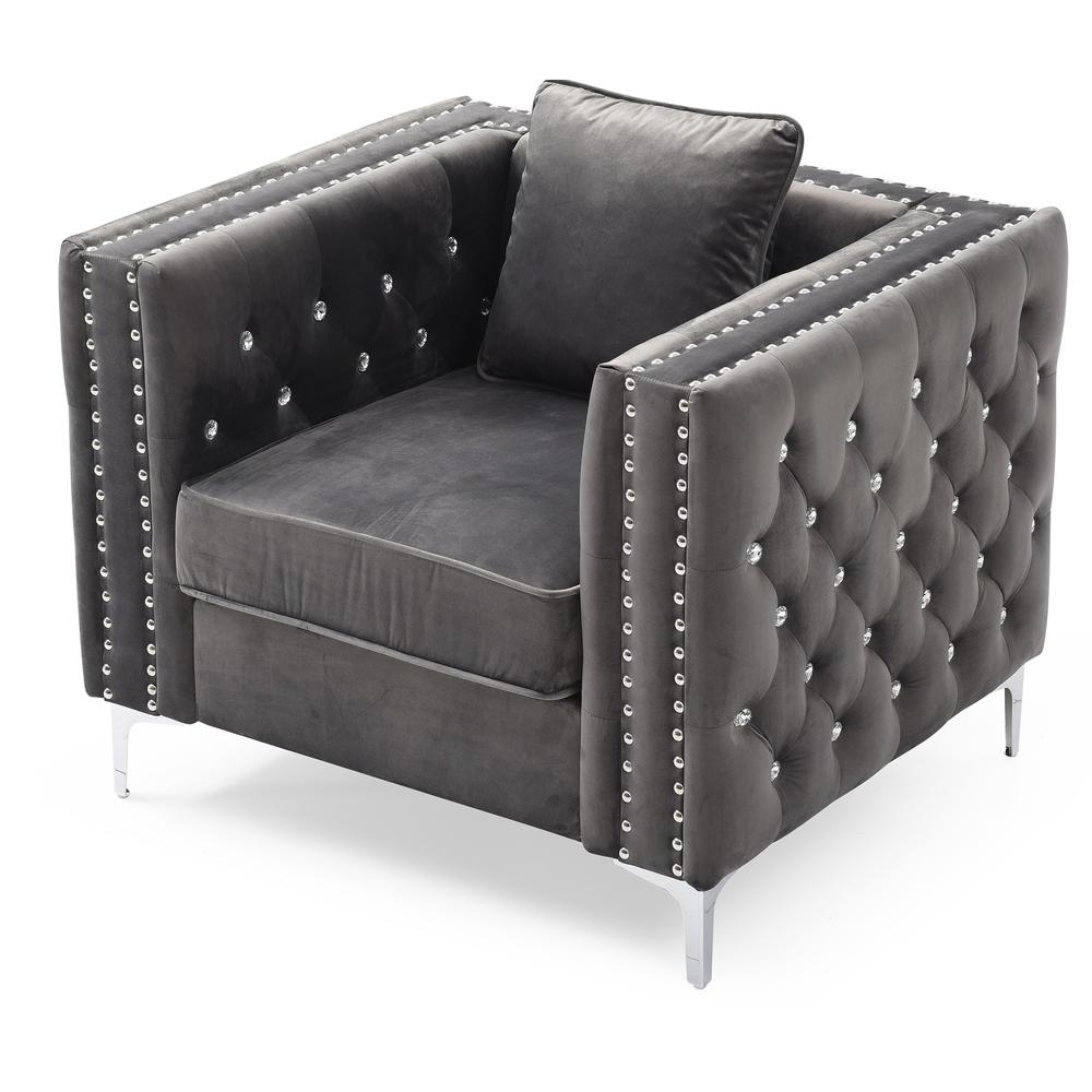 Paige Gray Accent Chair. Picture 2