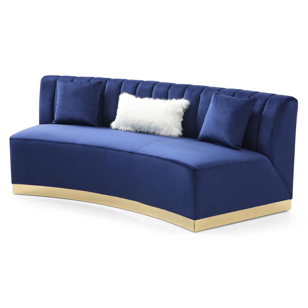 Brentwood 89 in. W Armless Velvet Curved Sofa in Blue, PF-G0432-S. Picture 2