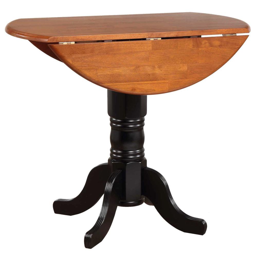 42 in. Round Black with Cherry Top Solid Wood Pub Dining Table (Seats 6). Picture 2