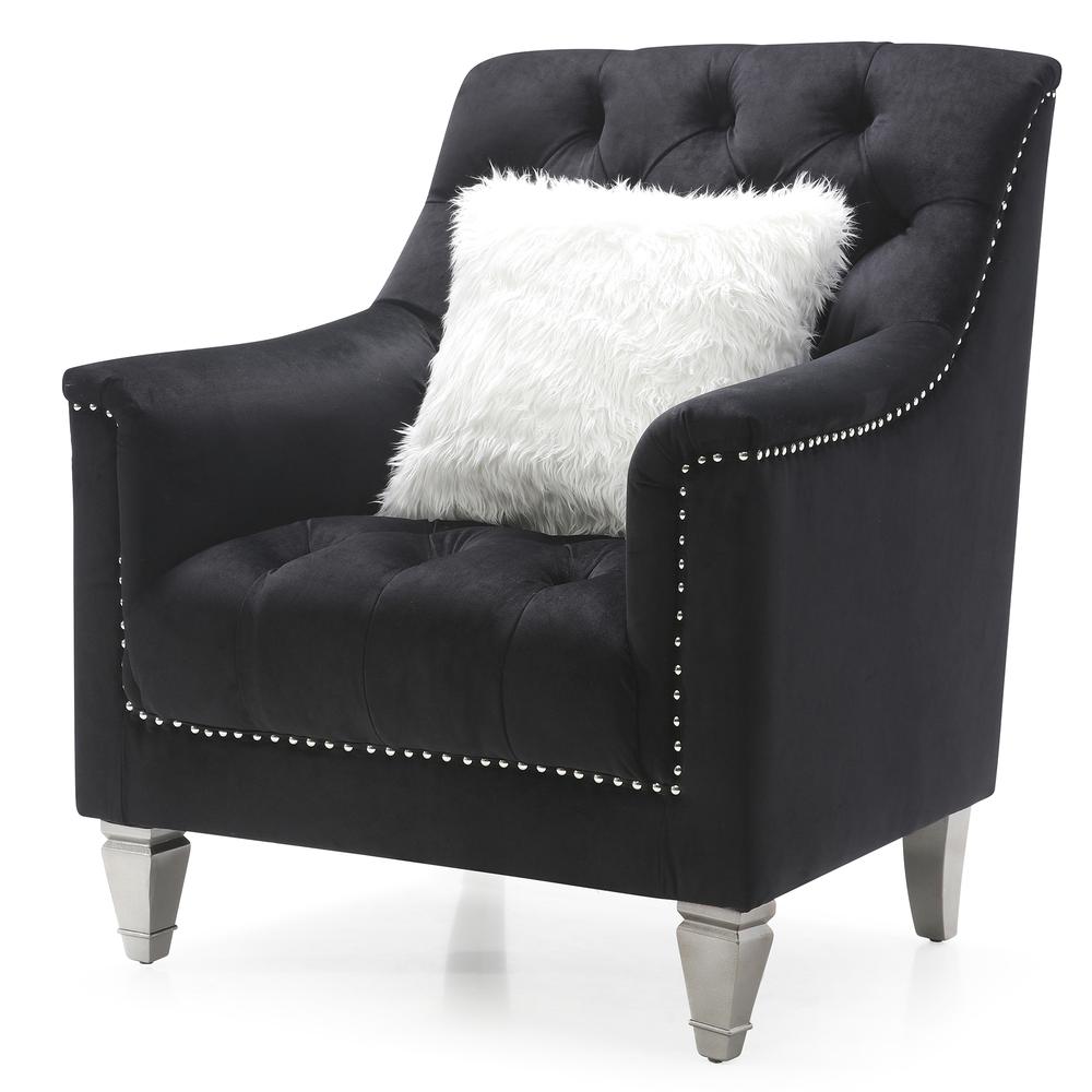 Dania Black Upholstered Accent Chair. Picture 2