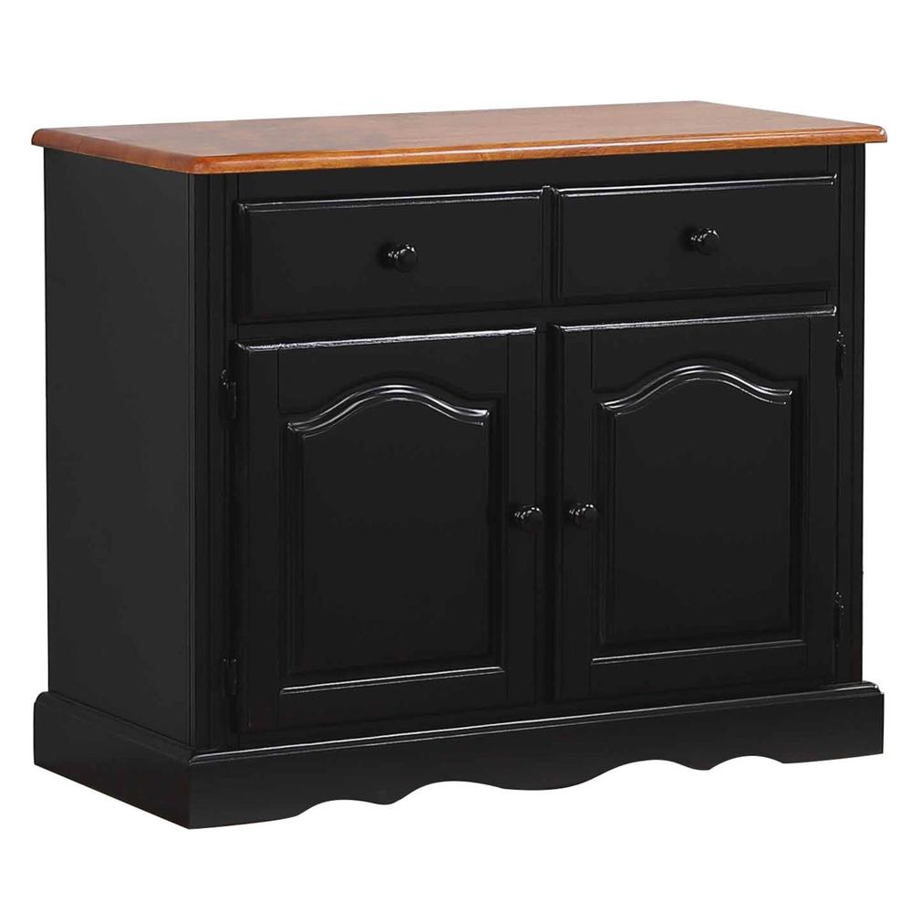Black Cherry Selections Distressed Antique Black with Cherry Buffet with Solid Wood and Drawer. Picture 2