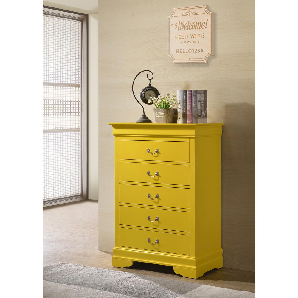 Louis Phillipe Yellow 5 Drawer Chest of Drawers (33 in L. X 18 in W. X 48 in H.). Picture 5