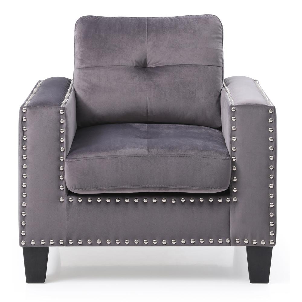 Nailer Gray Upholstered Accent Chair. Picture 1