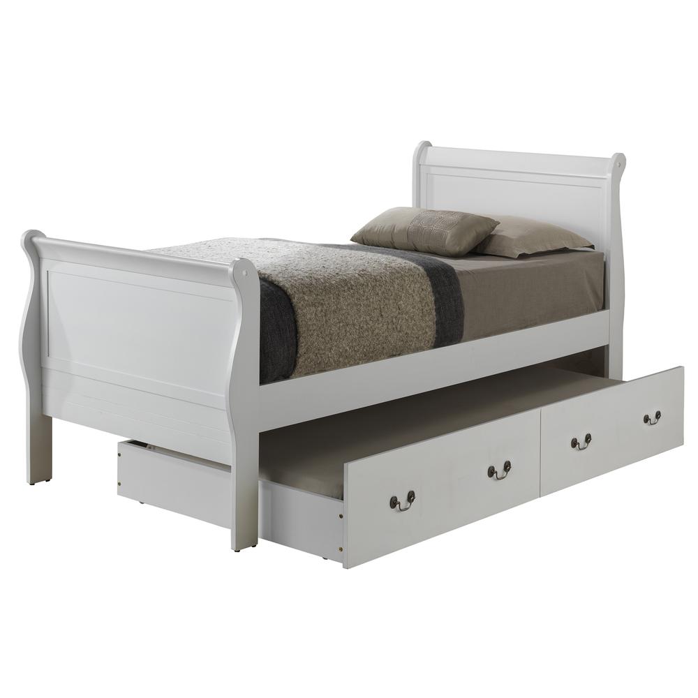 Louis Philippe White Twin Trundle Bed with Trundle. Picture 1
