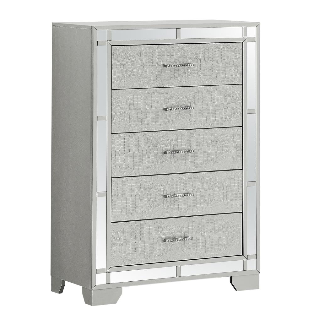 Madison Silver Champagne 5-Drawer Chest of Drawers (33 in. L X 17 in. W X 49 in. H). Picture 2