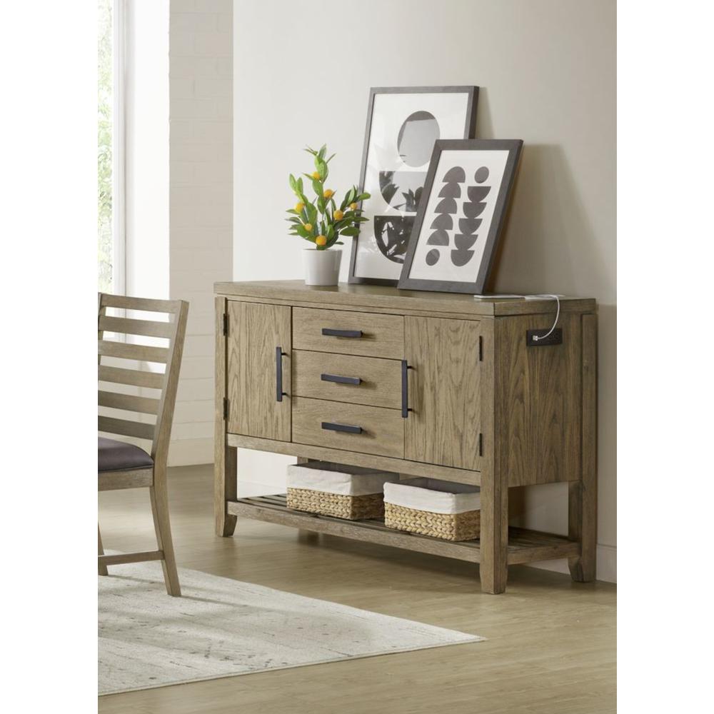 Saunders 54 in. Desert Brown TV Stand with 3 Drawers Fits TV's up to 70 in. with USB Charging. Picture 7