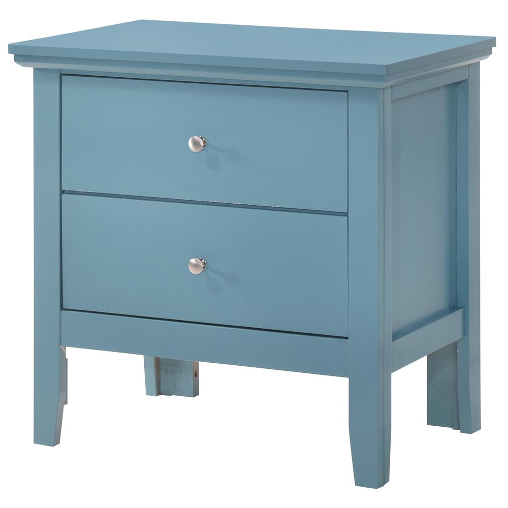 Primo 2-Drawer Teal Nightstand (24 in. H x 15.5 in. W x 19 in. D). Picture 2