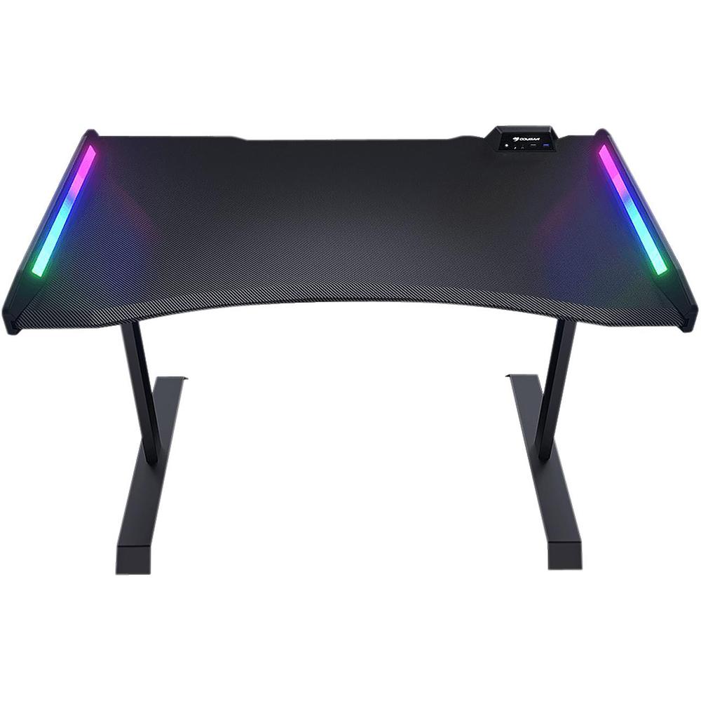 49 in. Black Steel Gaming Computer Desk with Dazzling ARGB Lighting Effects and Ergonomic Design. Picture 6