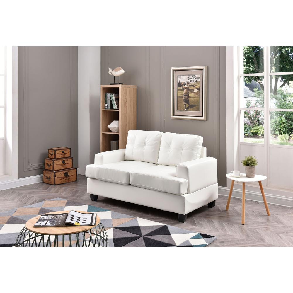 Sandridge 58 in. W Flared Arm Faux Leather Straight Sofa in White. Picture 5