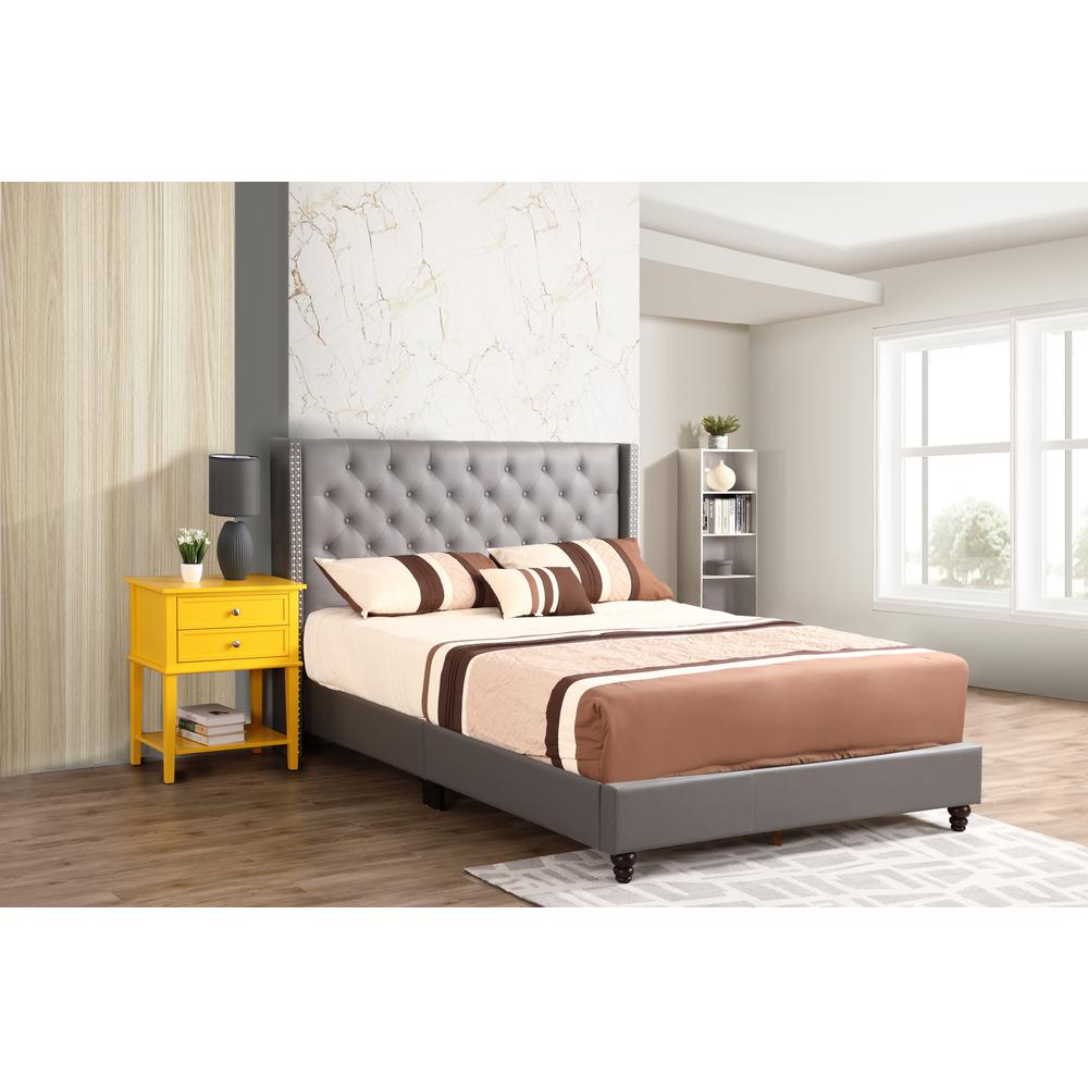 Julie Light Gray Queen Upholstered Panel Bed. Picture 7