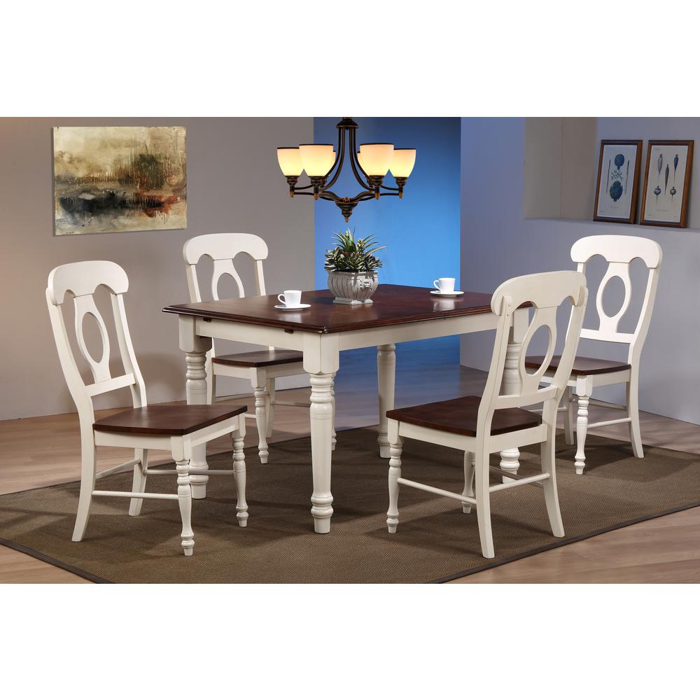 Andrews 48 in. Rectangle Distressed Antique White and Chestnut Brown Wood Dining Table (Seats 6). Picture 6