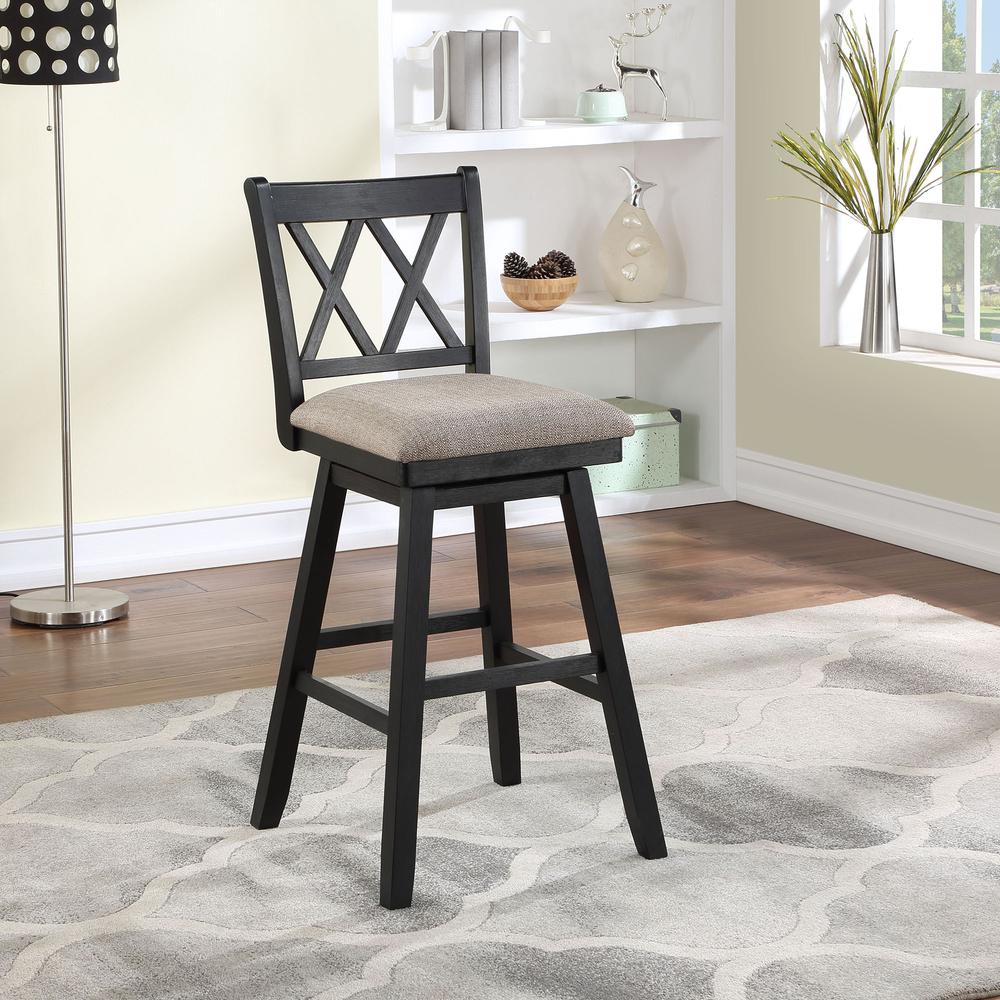 SH XX 42.5 in. Black High Back Wood 29 in. Bar Stool. Picture 6