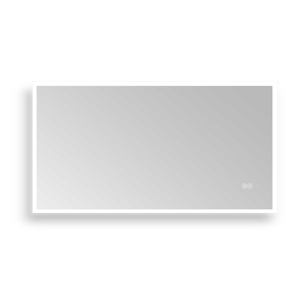 Huron 48 in. W x 32 in. H Rectangular Frameless Anti-Fog Wall Bathroom LED Vanity Mirror in Silver. Picture 1