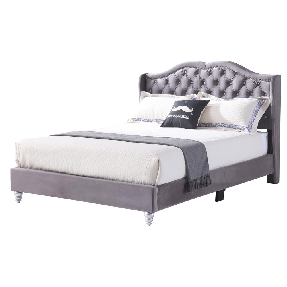 Joy Gray Full Upholstered Panel Bed. Picture 1