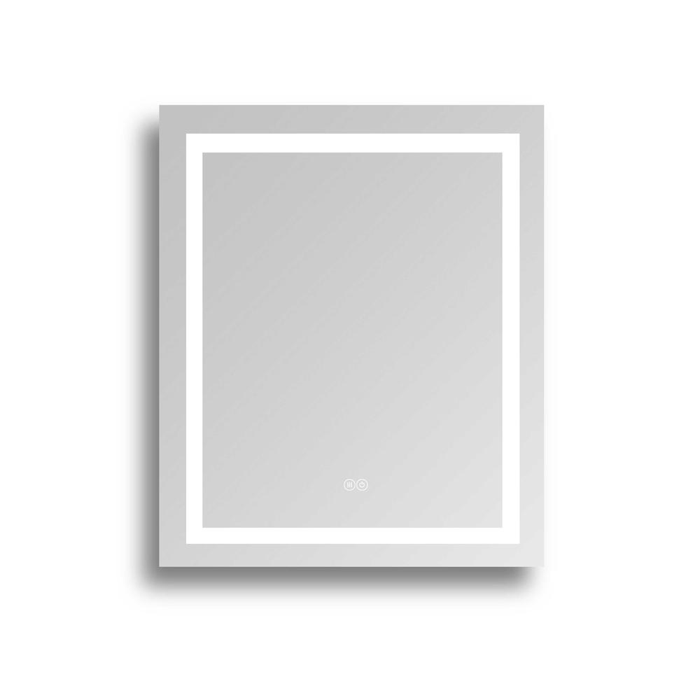 (24 in. W x 30 in. H) Rectangular Frameless Anti-Fog Wall Bathroom LED Vanity Mirror in Silver. Picture 1