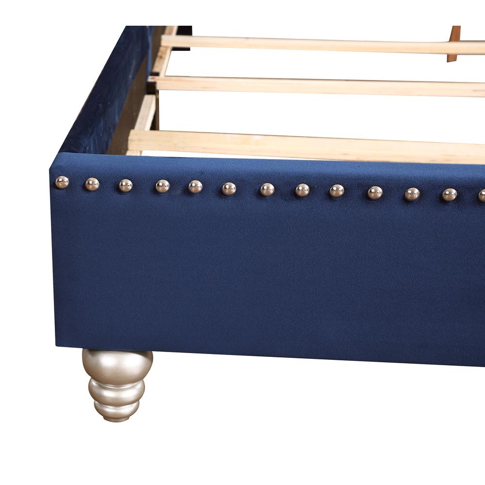 Maxx Navy Blue Tufted Upholstered Queen Panel Bed. Picture 6