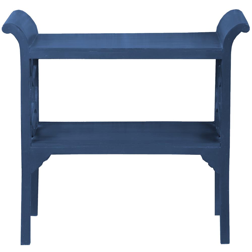 Shabby Chic Cottage 34.5 in. Navy Blue Rectangular Solid Wood End Table. Picture 1