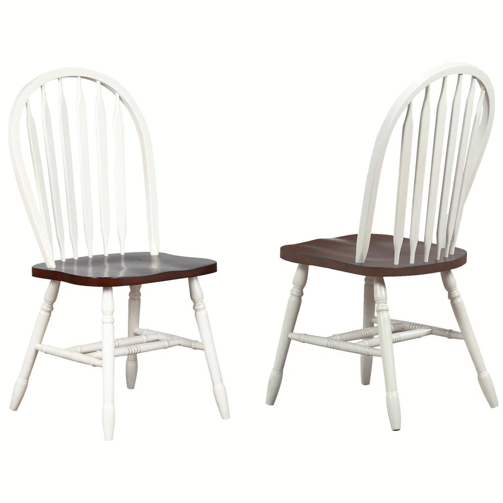 Andrews Malaysian Oak Wood Distressed Antique White with Chestnut Brown Side Chair (Set of 2). Picture 1