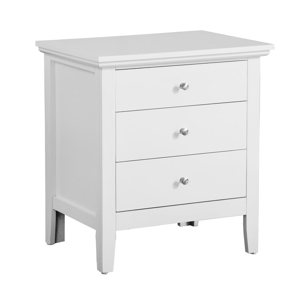 Hammond 3-Drawer White Nightstand (26 in. H x 18 in. W x 24 in. D). Picture 2