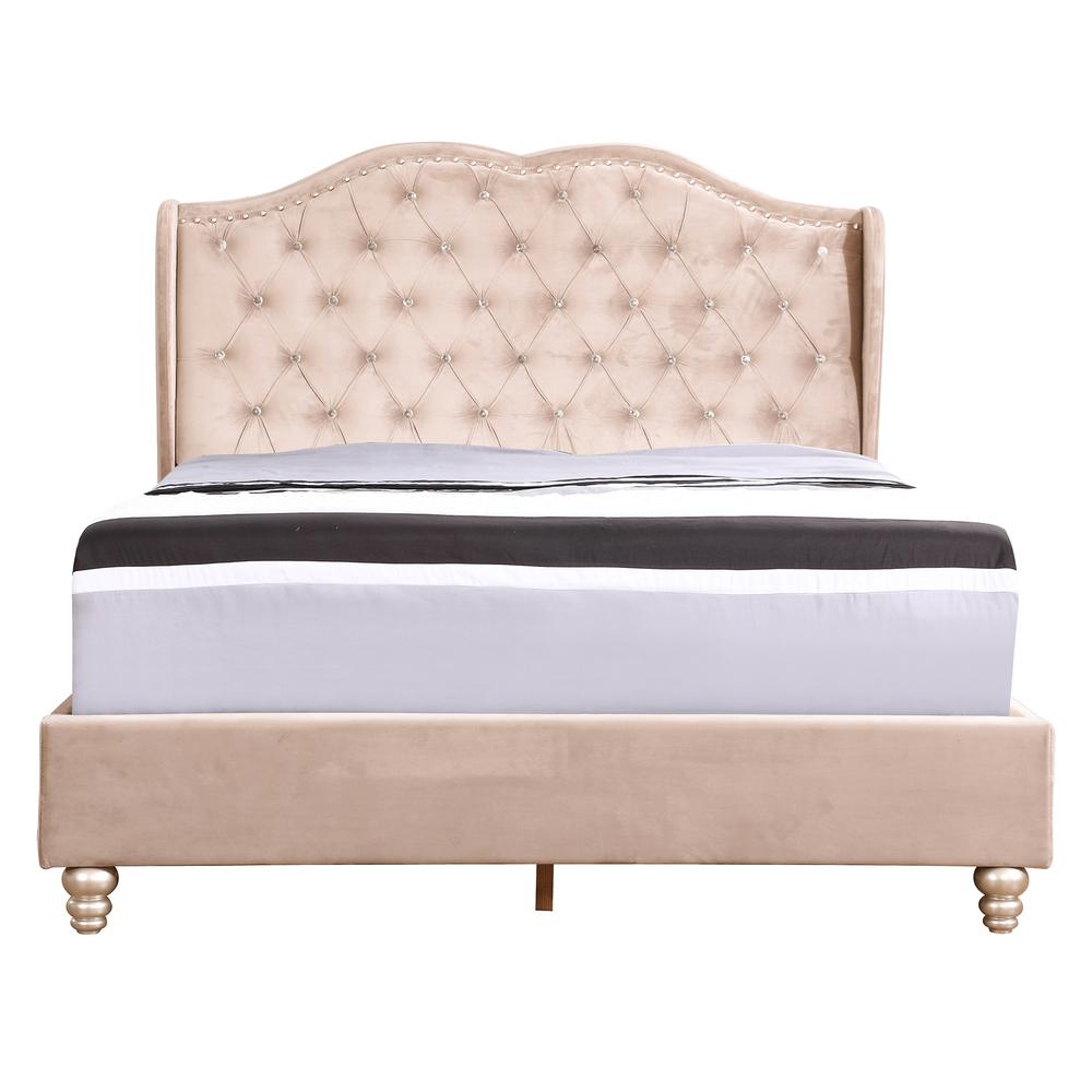 Joy Jewel Beige Tufted Full Panel Bed. Picture 2