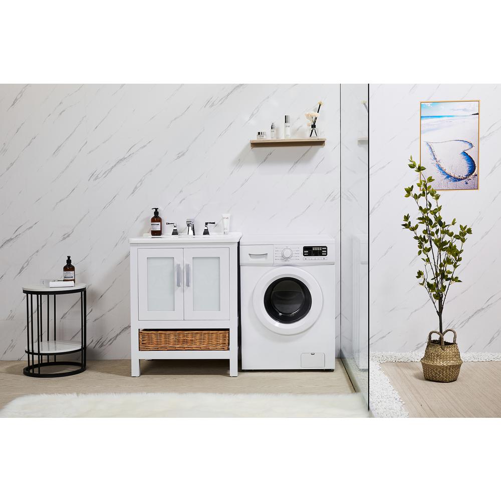 27 in. x 34 in. White Engineered Wood Laundry Sink with a Basket Included. Picture 10