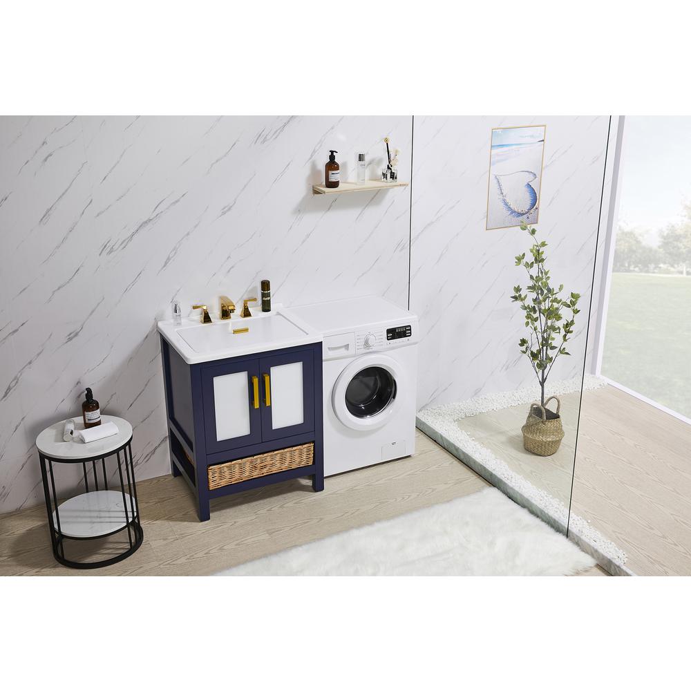 27 in. x 34 in. Dark Blue Engineered Wood Laundry Sink with a Basket Included. Picture 11