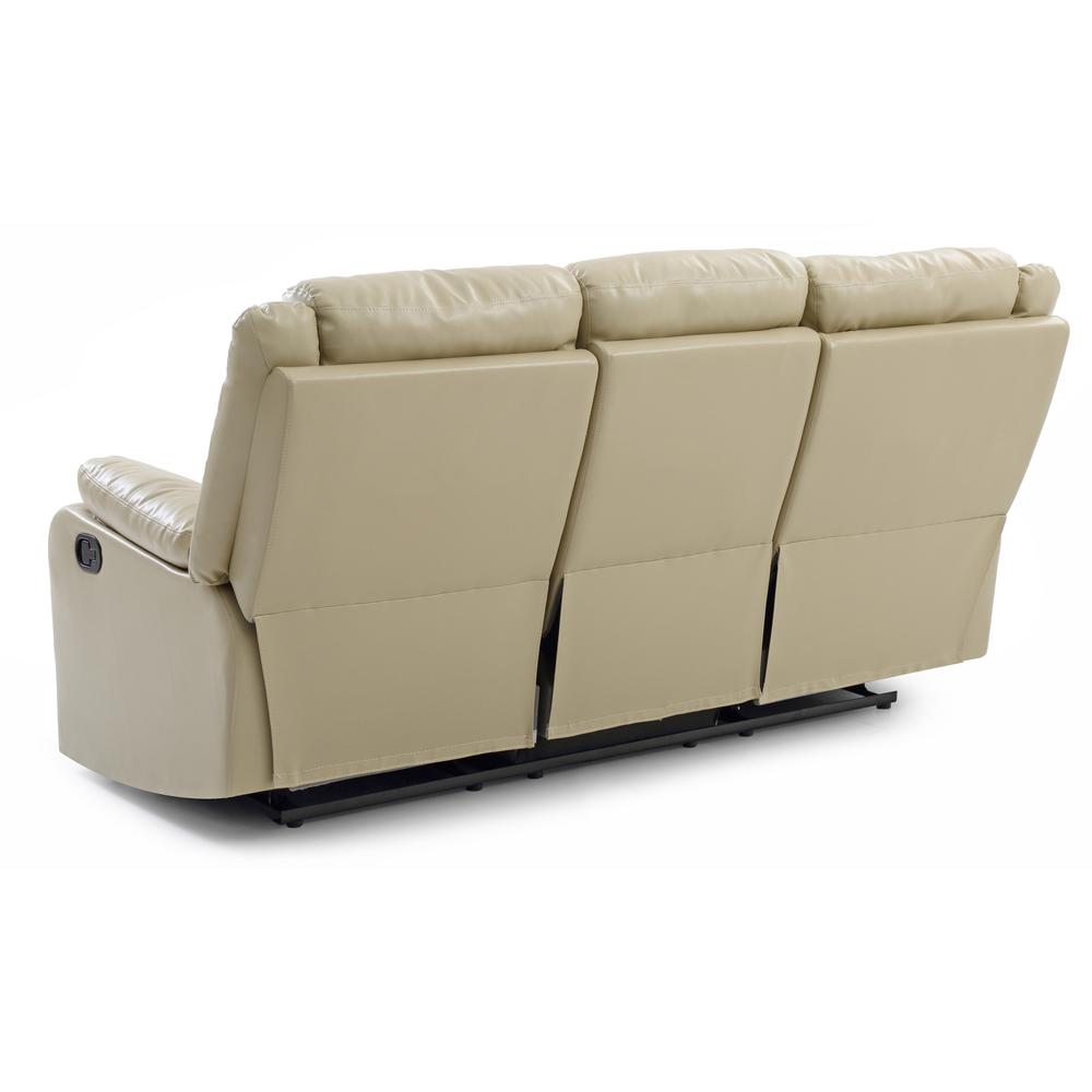 Ward 76 in. Putty Faux leather 3-Seater Reclining Sofa with Pillow Top Arm. Picture 3