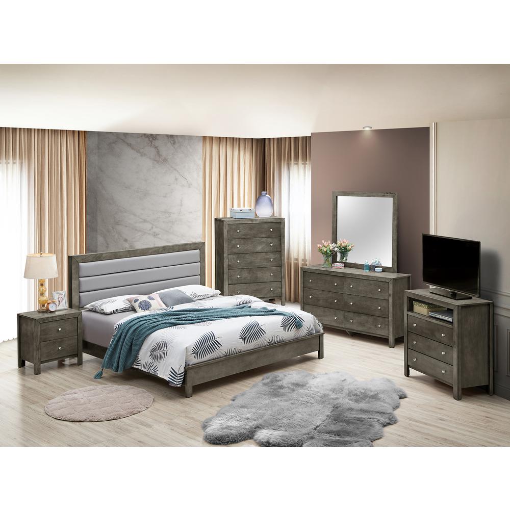 Burlington Gray Upholstered King Panel Bed. Picture 6