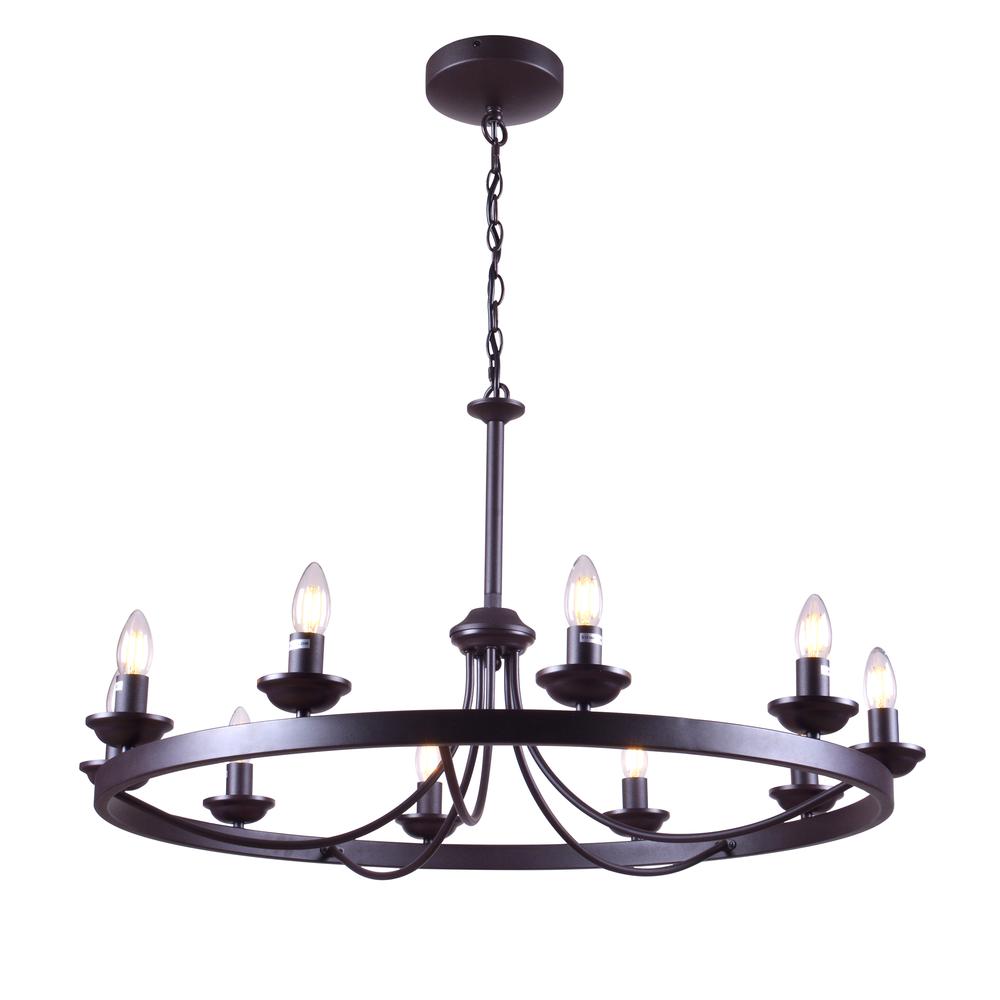 Erica 10-Light Candle Style Wagon Wheel Chandelier. Picture 5
