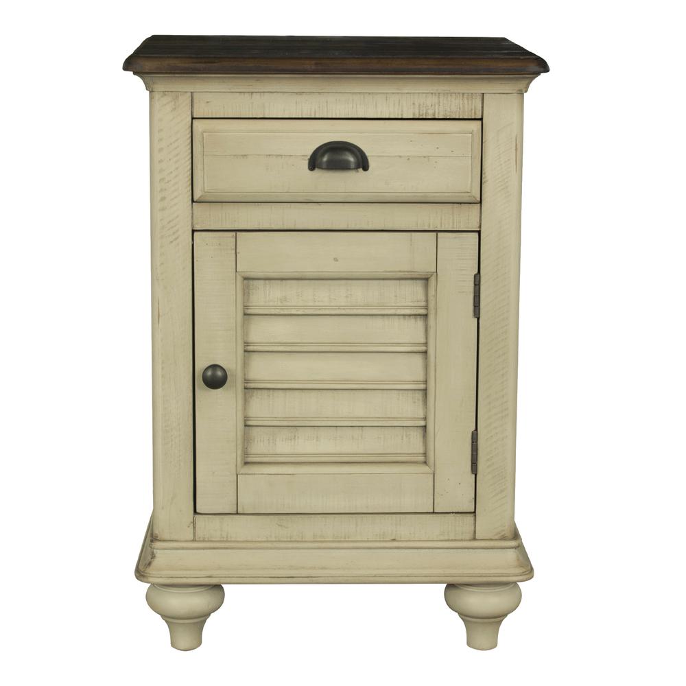 Shades of Sand 1-Drawer Cream Puff and Walnut Brown Nightstand 29.75 in. H x 20 in. W x 16.5 in. D. Picture 1