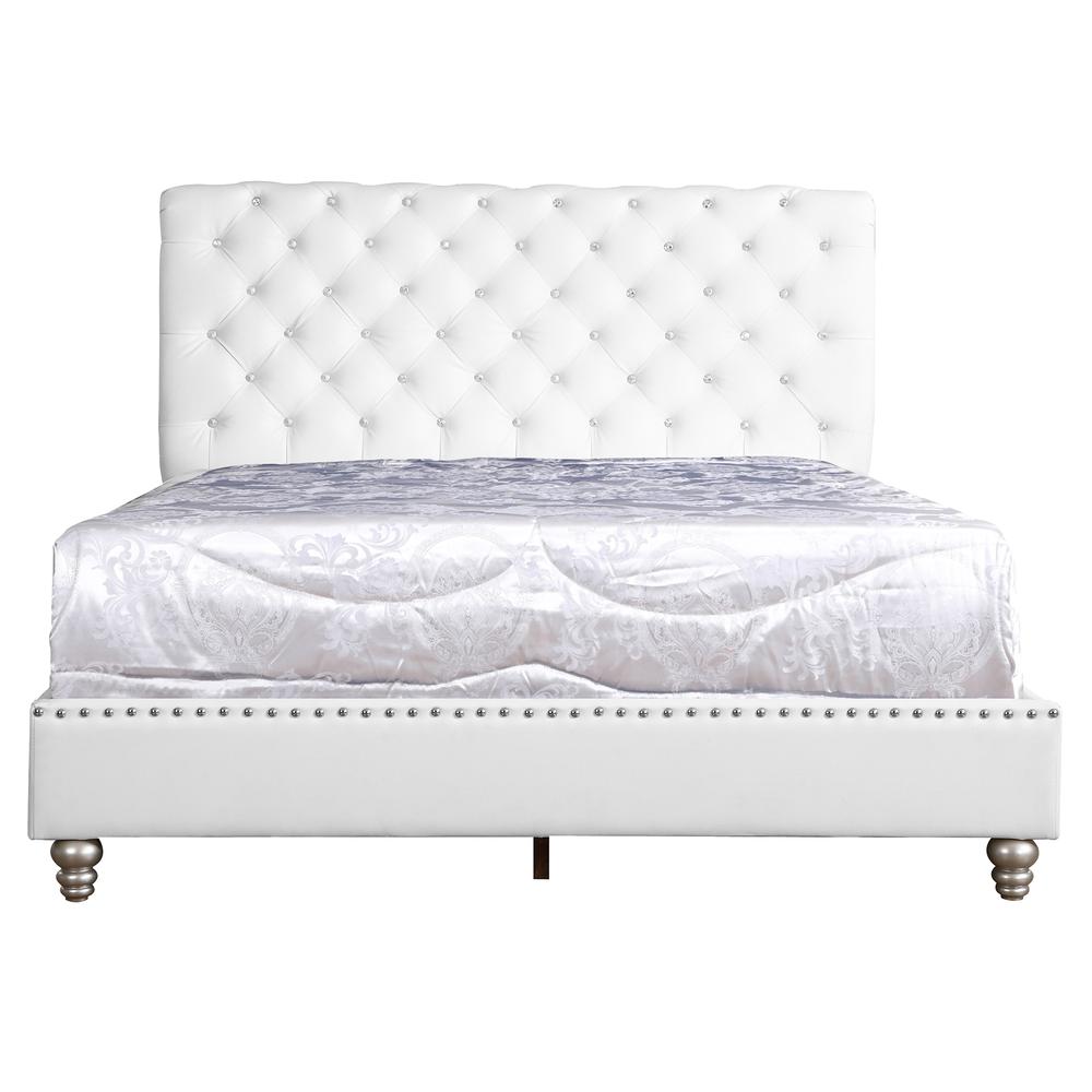 Maxx White Tufted Upholstered Queen Panel Bed. Picture 2