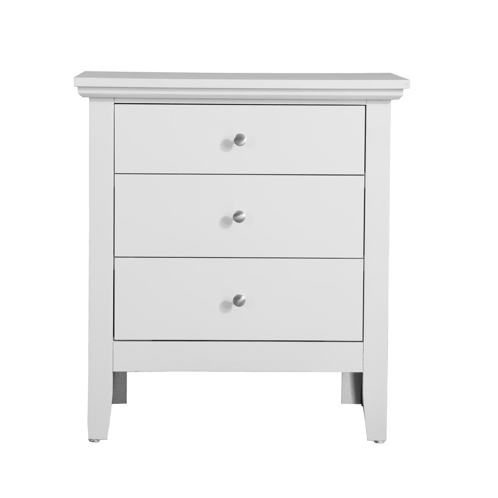 Hammond 3-Drawer White Nightstand (26 in. H x 18 in. W x 24 in. D). Picture 1