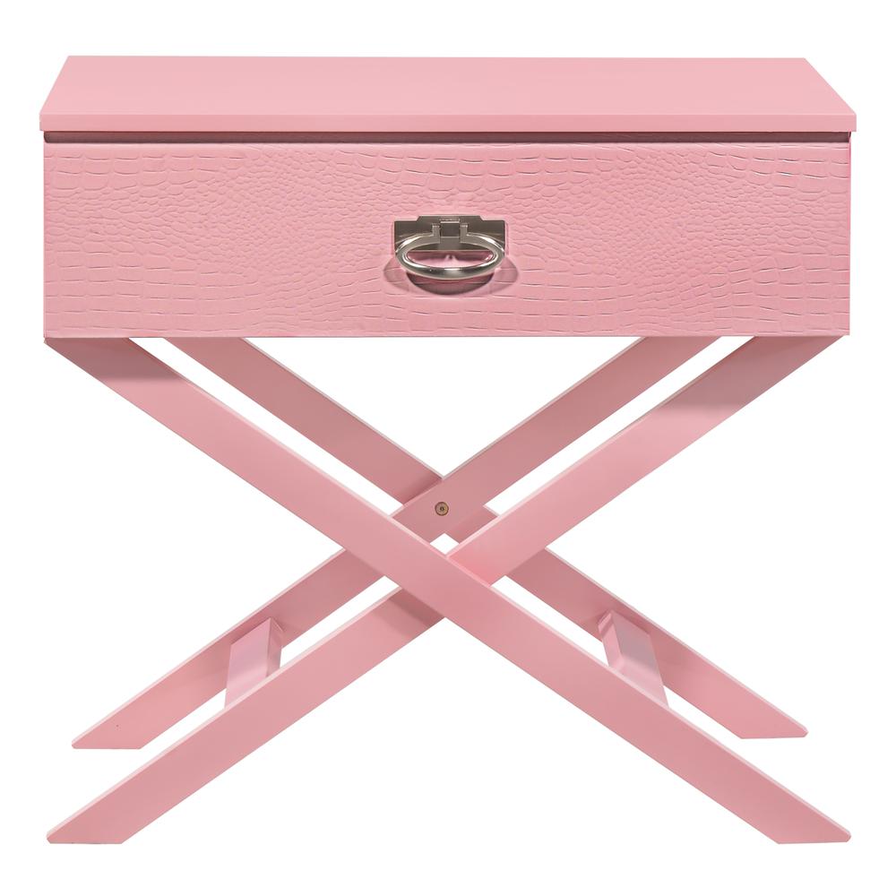 Xavier 1-Drawer Pink Nightstand (25 in. H x 16 in. W x 27 in. D). Picture 1