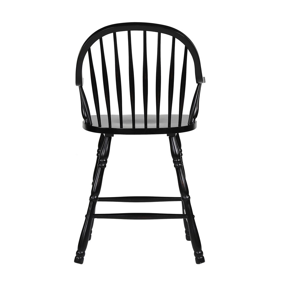 41 in. Antique Black with Cherry Rub High Curved Back Wood Frame 24 in. Bar Stool (Set of 2). Picture 4