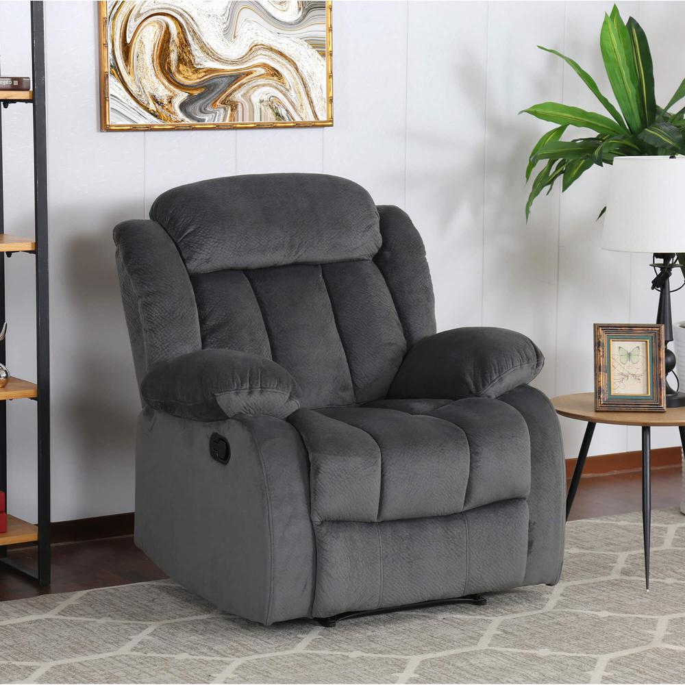 Madison Charcoal Gray with Blue Reclining Chair. Picture 3