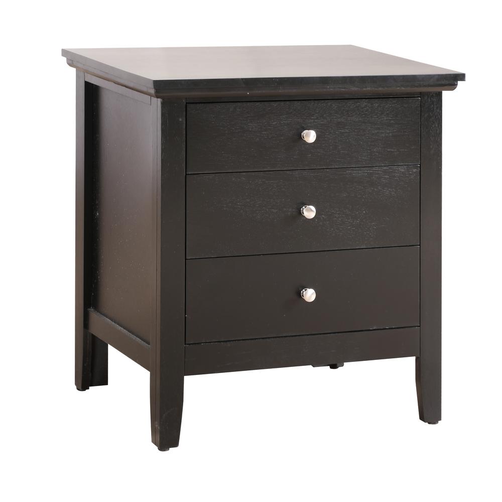 Hammond 3-Drawer Black Nightstand (26 in. H x 18 in. W x 24 in. D). Picture 2