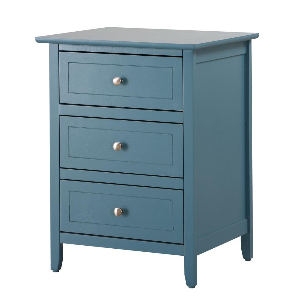 Daniel 3-Drawer Teal Nightstand (25 in. H x 15 in. W x 19 in. D). Picture 2