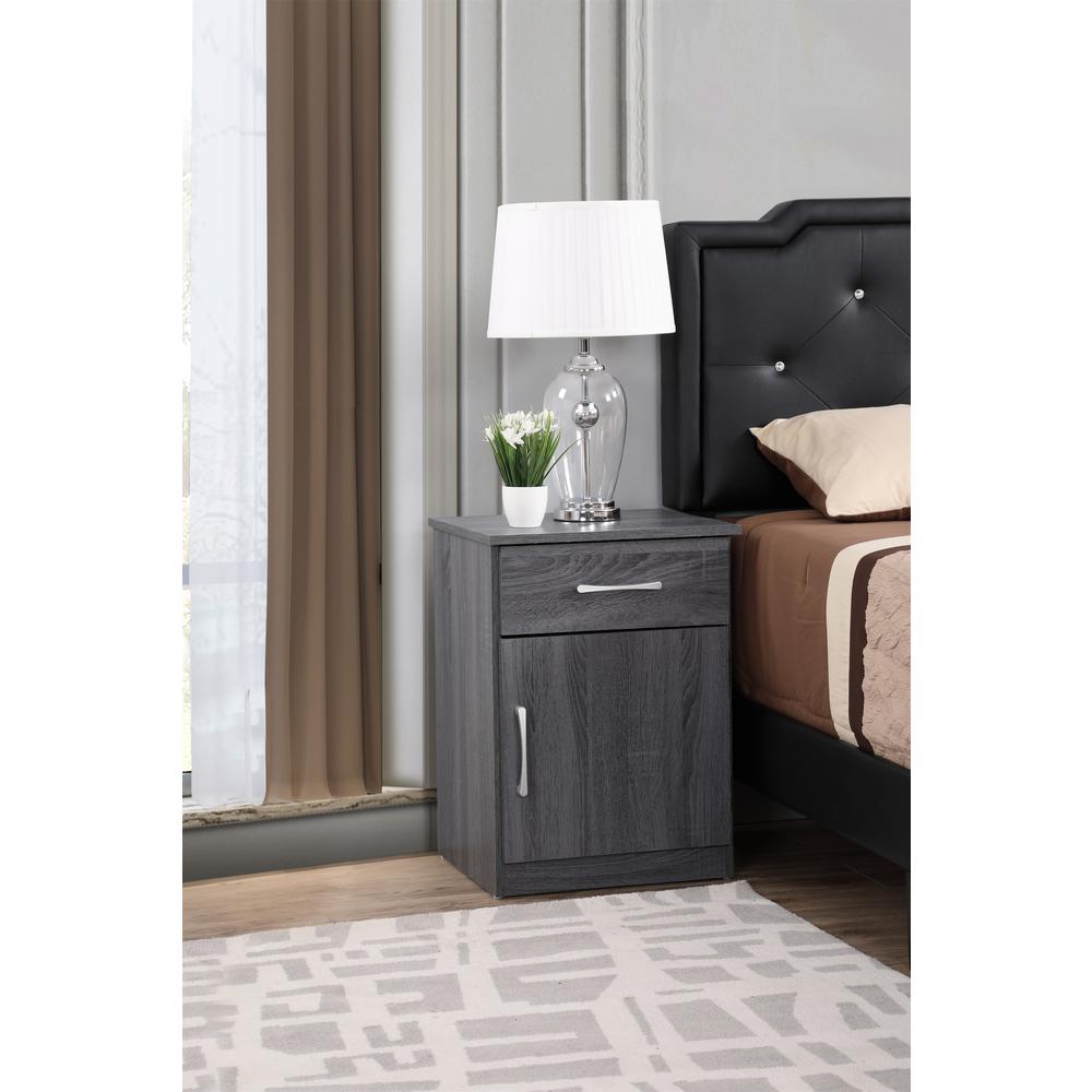Alston 1-Drawer Gray Nightstand (24 in. H x 16 in. W x 18 in. D). Picture 6
