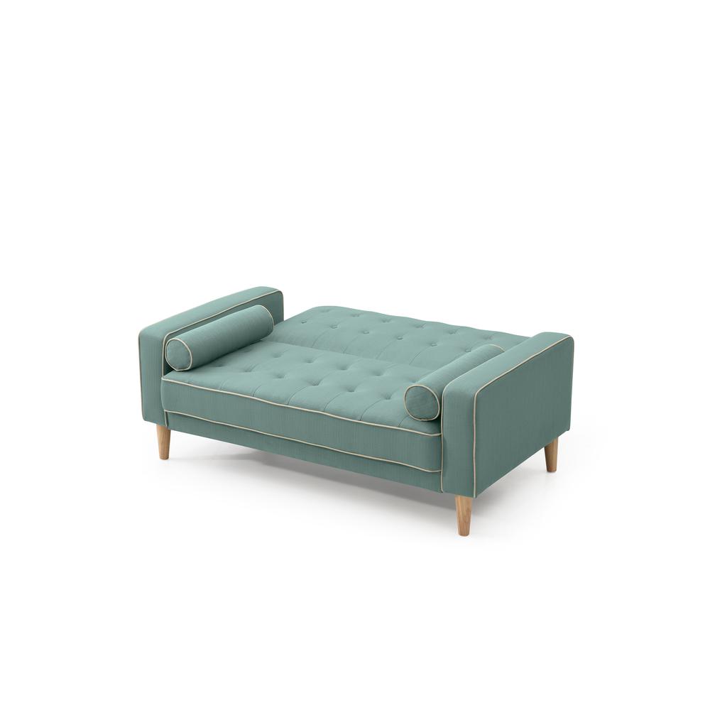 Andrews 60 in. W Flared Arm Polyester Straight Sofa in Teal. Picture 3