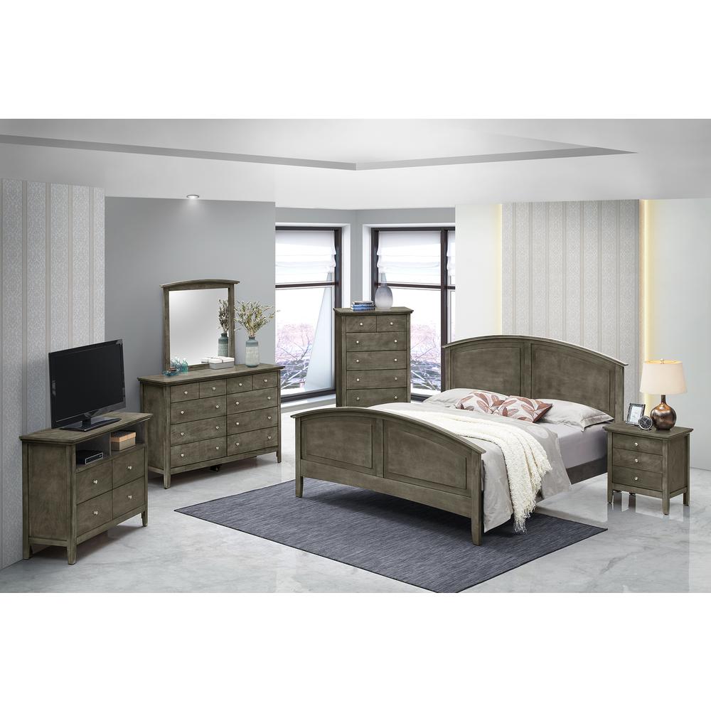 Hammond Gray King Panel Bed with Curved Top Rail. Picture 6